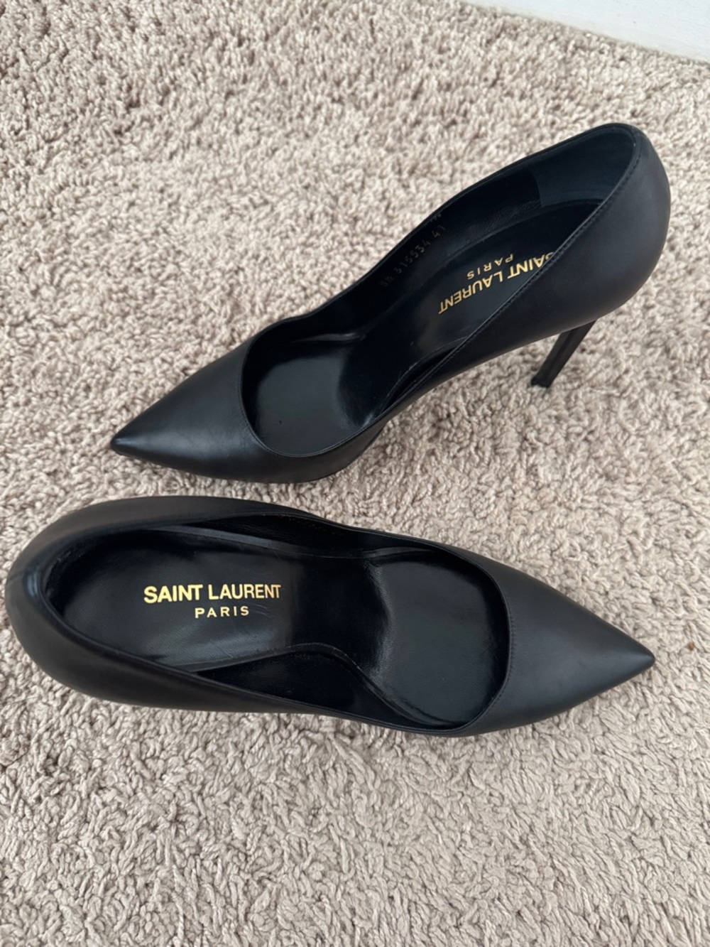 Saint Laurent Black Leather Pointed Stiletto Pumps